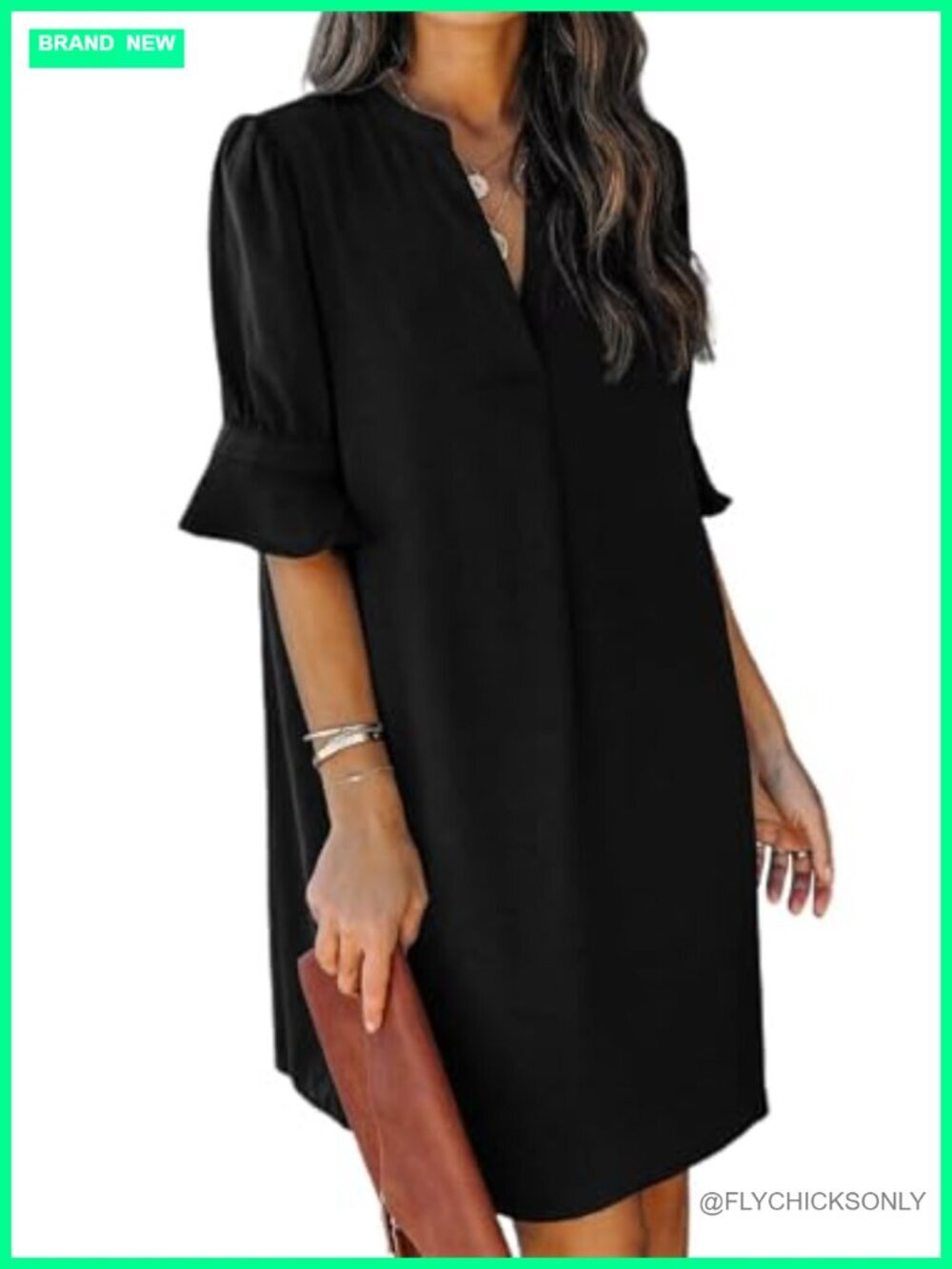 Womens Shift Mini Dress V Neck Flowy Ruffle Short Sleeve Boho Casual Wedding